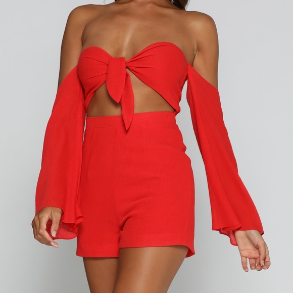 meshki red playsuit